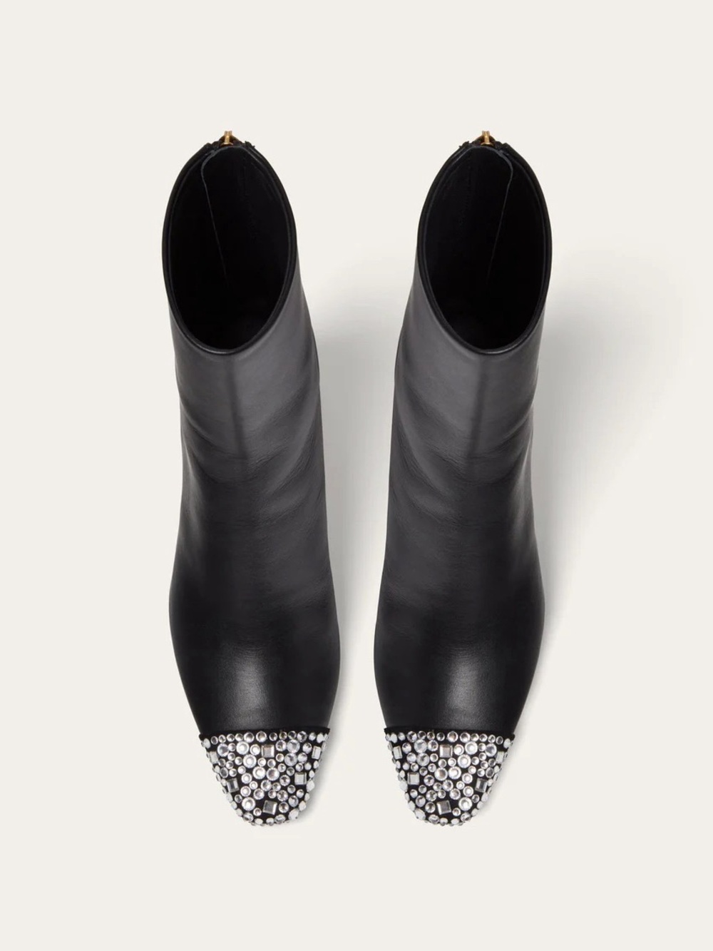 Dear Frances Women's Tia Leather Ankle Boot with Crystal Embellished Toe Cap